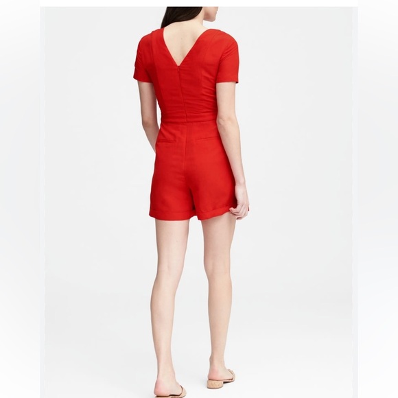 Banana Republic linen blend red romper size 10 new - Picture 2 of 9